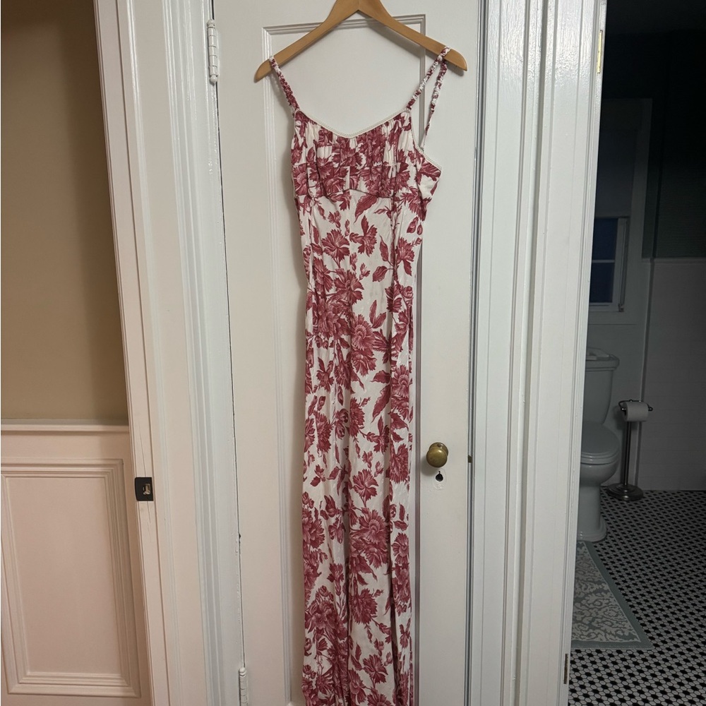 Floral Red and White Maxi Dress